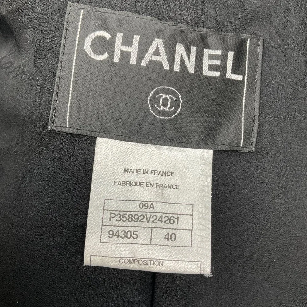 Chanel Black / Red 2009 Full Zip Wool Tweed Jacket - Picture 4 of 5